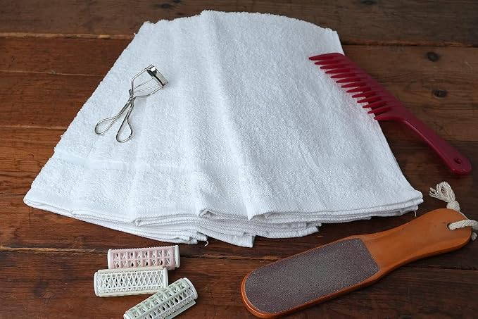 Basic Hand Towels 16x26 Inches – Bulk Pack of 24 – White Color – Soft and Absorbent Multipurpose Cotton Towels for Bathroom, Spa, Gym, Salon, Hotel, and Everyday Use