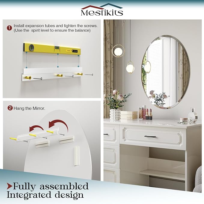 Frameless Oval Mirror, 24x36 Inch Beveled Bathroom Mirrors for Over Sink, Tempered Glass Oval Mirrors for Vanity, Living Room, Bedroom, Entryway