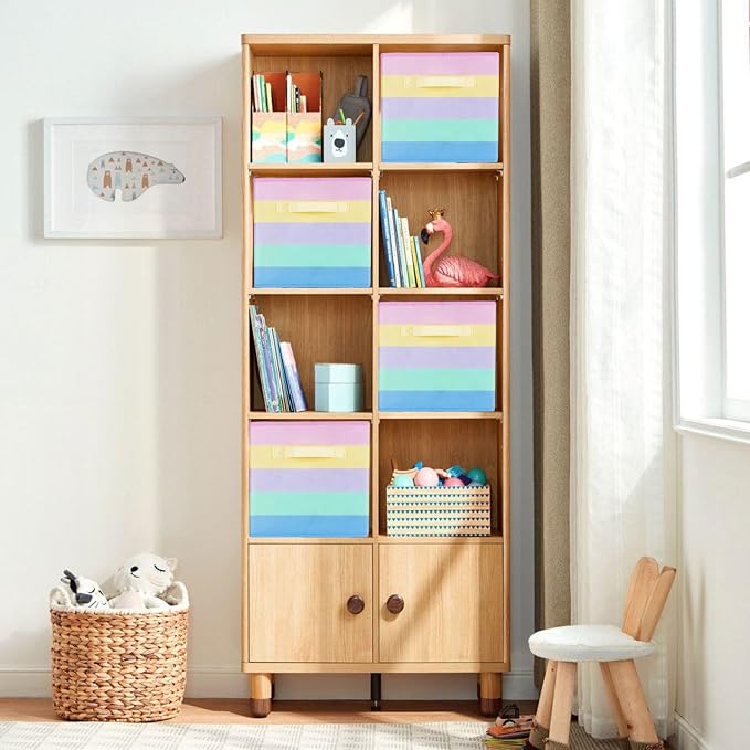 ShellKingdom Storage Bins, Foldable Fabric Storage Cubes And Cloth Storage | Storage Organizer For Closet And Toys, 10.5x10.5x11 INCH, 6 Pack (Rainbow)