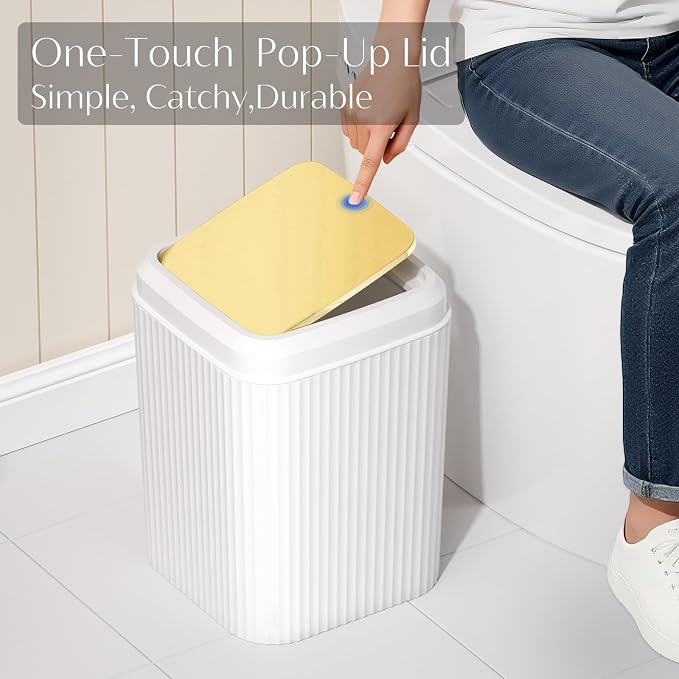 17PCS Bathroom Accessories Set, White Bathroom Set Bathroom Accessories Set with Trash Can, Toilet Brush, Toothbrush Holder, Qtip Holder & 3PCS Soap Dispenser