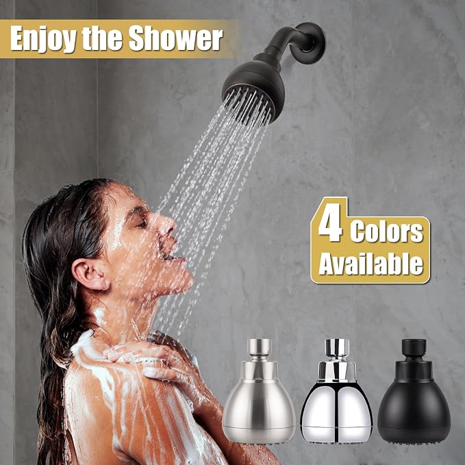 AISOSO High Pressure Shower Heads, Showerheads 3 Inches with 360 Rotation and Silicone Nozzles for Strong Spray Relaxing and Comfortable Shower, Oil Rubbed Bronze