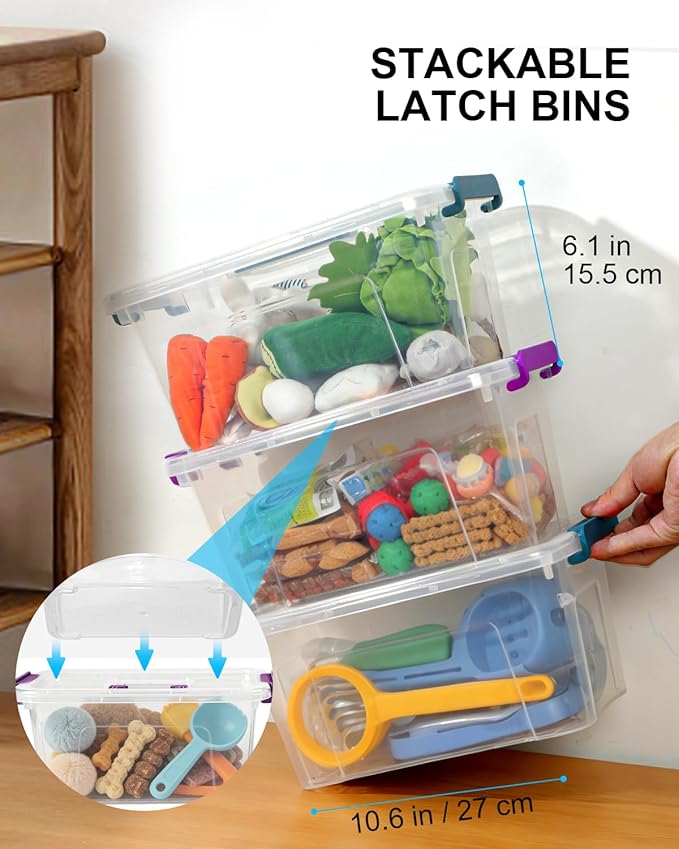 EOENVIVS Clear storage bins with lids 6 Pack, 7 Quart storage containers with lids, Stackable storage box Organizer for organizers and storage, Bedroom, Office, Classroom, Playroom & shoe boxes