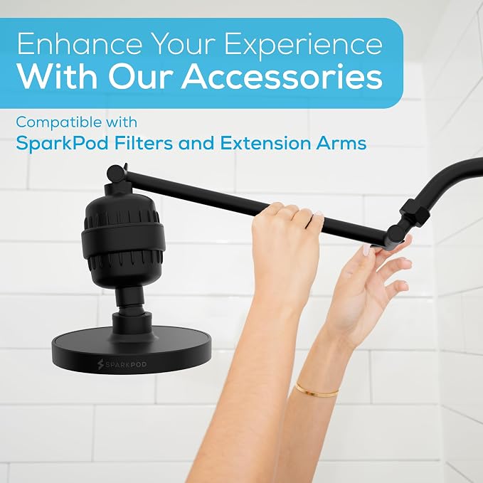 SparkPod Rain Shower Head, 6 Inch Round, Midnight Black Matte Finish | High Pressure Shower Heads, 90 Nozzles, Adjustable Showerhead, No Tools Needed, Universal Connection