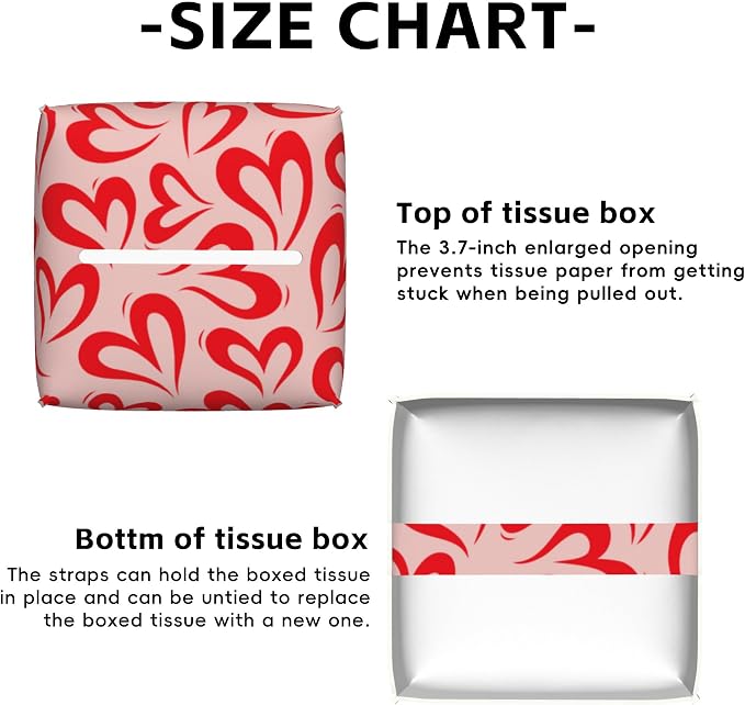 Heart Tissue Box Holder,Love Heart Cube Tissue Box Cover Holder,Leather Facial Paper Organizer Dispenser Home for Bedroom Night Stands,Kitchen,Office and Car,5.2"×5.2"×5.2"