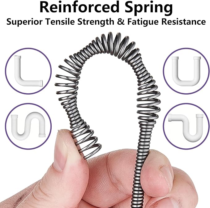 25 Ft Heavy Duty Drain Auger & Plumbing Snake, Sewer Snake for Bathtub, Shower, Sink, Toilet Drain Clog Removal, Manual Drill Pipe Snake Tool with Gloves, Destapa Cañerias Serpiente de Drenaje