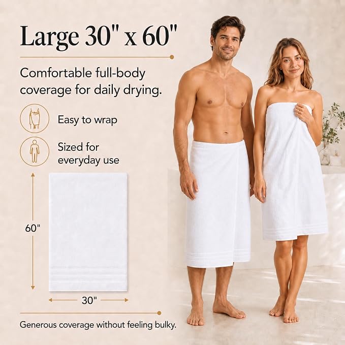 Velqora Bath Towels 4 Pack, 30x60 in, 100% Cotton, Soft, Multicolor | Pink, White, Light Gray & Sage Green Mix | Absorbent Terry | Balanced Weight | Easy Care