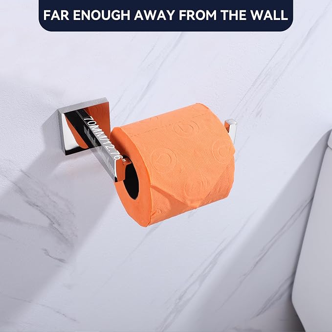LANC Chrome Toilet Paper Holder, Bathroom Toilet Paper Roll Holder Wall Mounted for Bathroom Lavatory, Modern TP Holder Tissue Roll Dispenser Hanger Stainless Steel Polished Silver, A8807CP