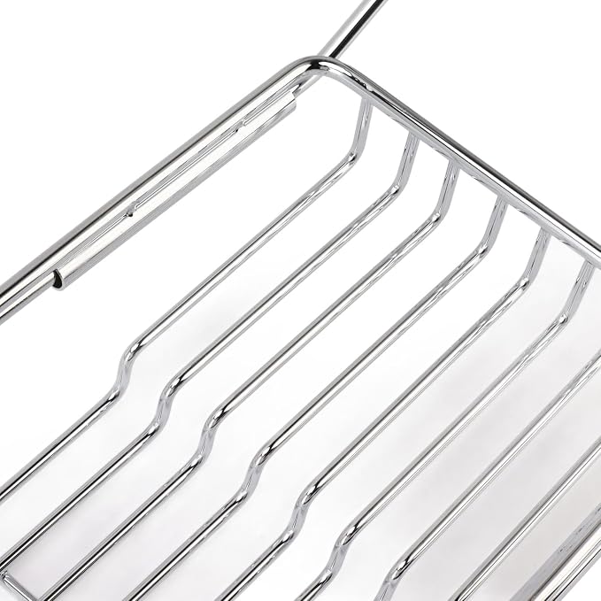 Metal Marble Bathtub Rack, Bathtub Caddy Tray Stainless Steel Shower Caddy Tray with Extending Sides, Bathroom Trays (Silver White)