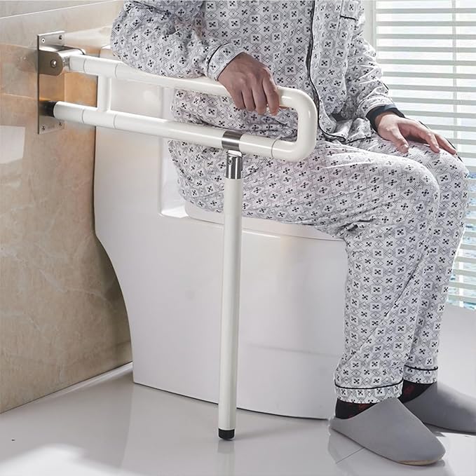 Nisorpa 29.5 INCH Foldable Toilet Grab Bar Flip Up Arm Grab Rails Anti Slip Handrails Bathroom Seat Support Handicap Bar Toilet Safety Rails for Elderly Pregnant Women Disabled