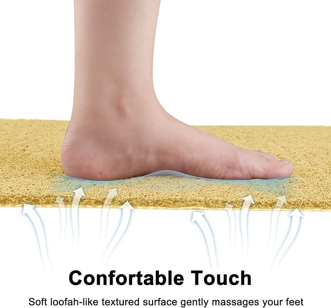 Leotruny Bath Tub Shower Mat 40 x 16 Inch Non-Slip Soft PVC Loofah | Bathtub Mats for Bathroom