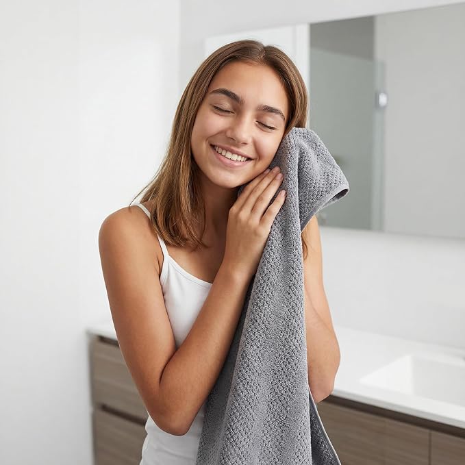 ecolook Microfiber Bath Towels Set of 2, 31 x 63 Inch Extra Large Bath Towel Set, Super Soft & Highly Absorbent, Quick Dry Lightweight Towels for Bathroom, Gym, Spa, Pool & Travel, Camel & Gray