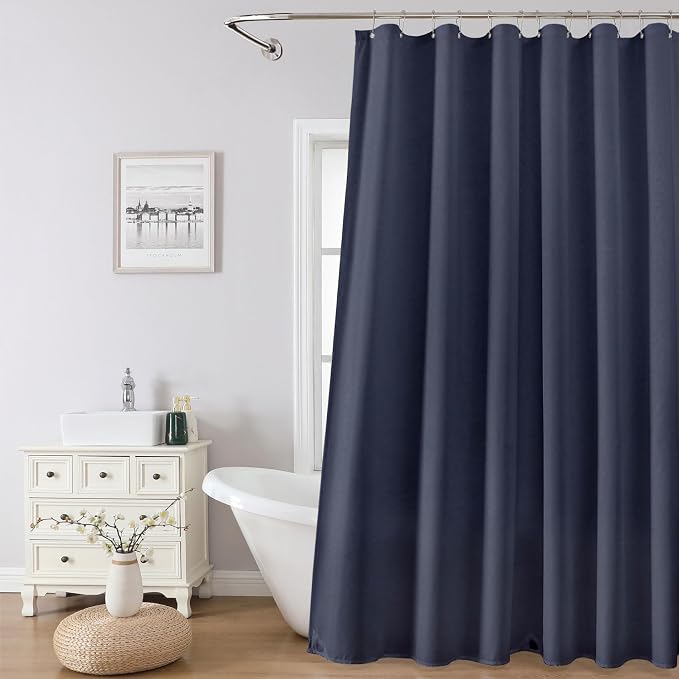 1 Pack Water-Repellent Fabric Shower Curtain Liner, 72x84 Blue | 100% polyester, 3 Magnets, Rustproof Grommets & Weighted Hem, quick-dry, machine washable, hotel quality for bathroom