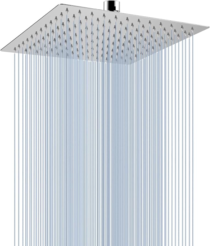 Voolan Rain Shower head, High Pressure Shower Head Made of 304 Stainless Steel, Relaxed Shower Experience Even at Low Water Flow and Pressure (10" Chrome)