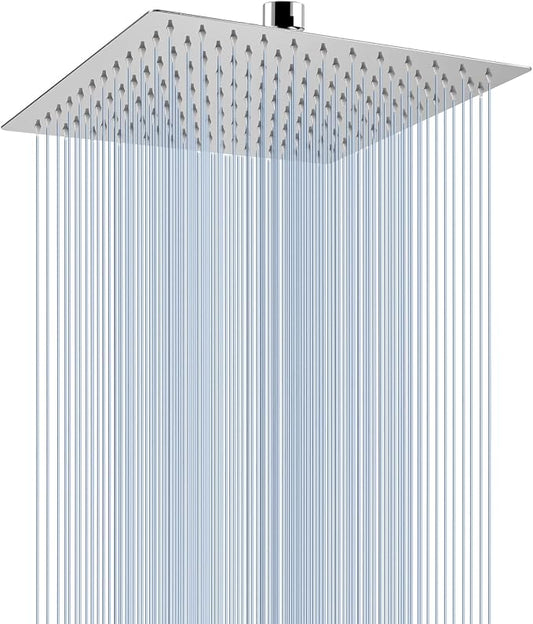 Voolan Rain Shower head, High Pressure Shower Head Made of 304 Stainless Steel, Relaxed Shower Experience Even at Low Water Flow and Pressure (10" Chrome)