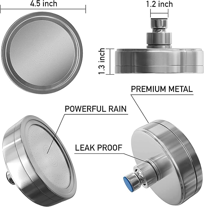 AquaHomeGroup Filtered Shower Head, Chrome, 20+3-Stage, 2 Cartridges | filtered shower head, chrome finish, 20+3-stage filtration, reduces chlorine and odor, high output, wall mounted