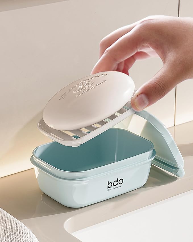 PEISAINOX Travel Soap Case, Leakproof Soap Container with Lid, Portable Bar Soap Holder for Traveling, Soap Dishe for Bathroom, Shower, Gym, School, Camping, Vacation, Outdoor (Green)