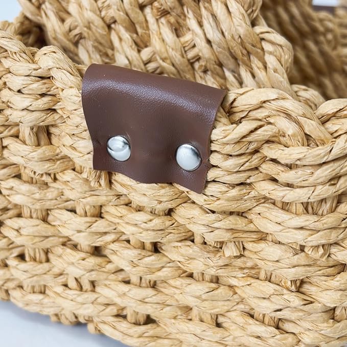 Small Paper rope baskets for Organizing,Cute woven storage Little basket for Home，Shelves, Bathroom,Decorative basket,Set of 3 (Desert color)