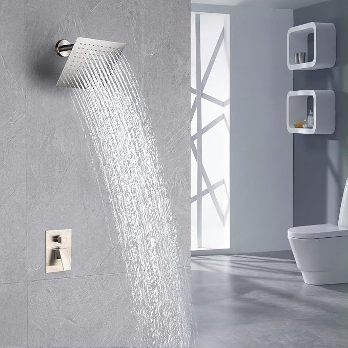 Voolan Rain Shower head, High Pressure Shower Head Made of 304 Stainless Steel, Relaxed Shower Experience Even at Low Water Flow and Pressure(6" Brushed Nickel)