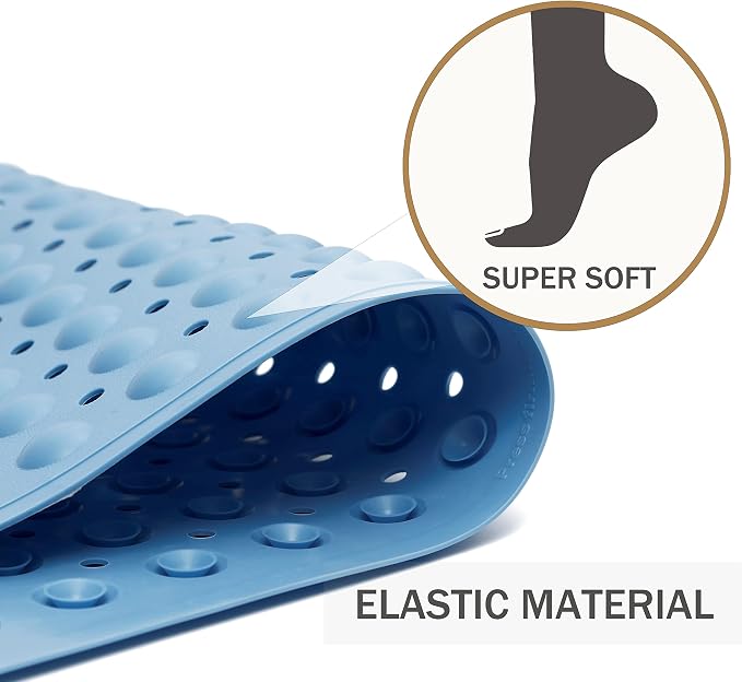 Bathtub Mat Non Slip Shower Mat Bath Mat for Tub 28" X 16" Blue | shower mats for inside shower, non slip bath mat, bath tub mat, machine washable, anti slip shower mat