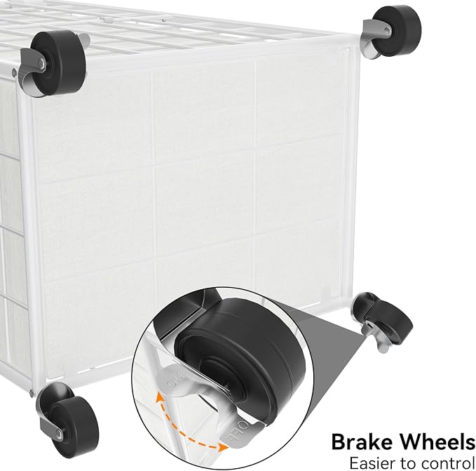 WOWLIVE Rolling Laundry Basket, Metal Wire Frame Laundry Hamper with Wheels | Hamper with Removable Bag, 100L Dirty Clothes Hamper Organizer Dorm Room Storage for Bedroom, Bathroom, White