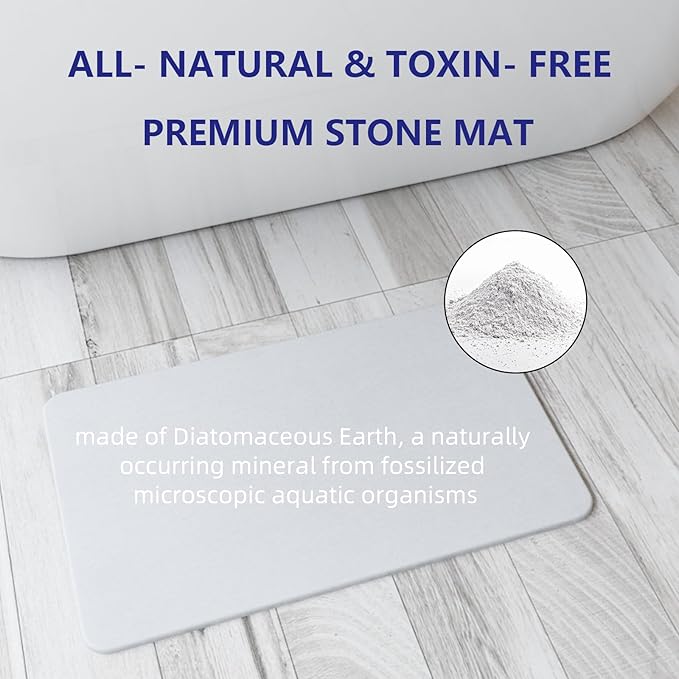 Fast Drying Stone Bath Mats for Bathroom, Non-Slip Diatomaceous Earth Bath Mat, Super Absorbent Bath Mat Stone (23.6''×15.4" Dark Gray Flow)
