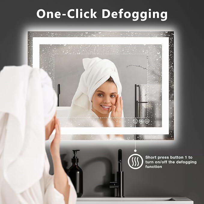 NEWBULIG Bathroom Mirror, Wall Mirror with Aluminum Alloy Thin Frame, Bathroom Mirrors for Over Sink, Bedroom, Living Room, Entryway