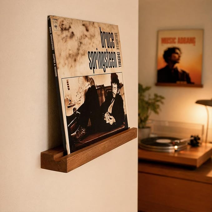 8-Pack No-Drill Vinyl Record Shelf Wall Mount Record Display Shelf | 12 Inch Wood Floating Record Shelf for LP Album Display,Vinyl Record Holder for Bedroom Living Room Music Room Decor