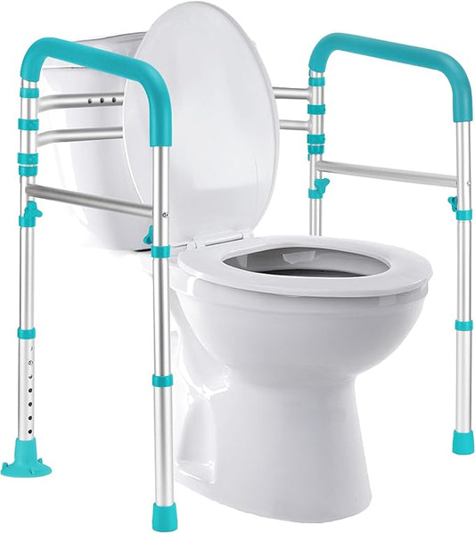 Lianjindun Toilet Safety Rails, 350 lbs, Adjustable Height & Width | Fits Most Toilets, Foldable Design, 350 Lbs Capacity, Aluminum Toilet Frame, Toilet Handles for Seniors, Disabled, Handicap