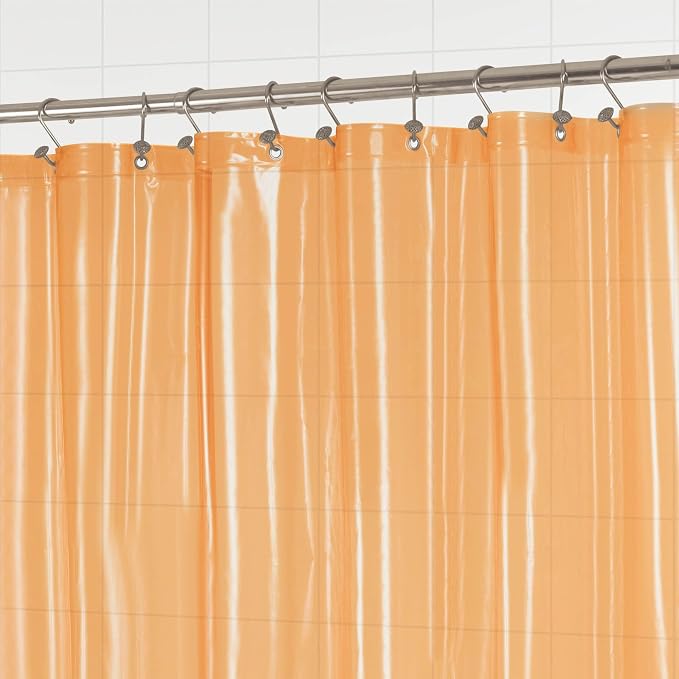 Barossa Design Extra Long Shower Curtain Liner Clear Orange, 72" x 84" XL | Waterproof PEVA, 3 Bottom Magnets, Metal Grommets, Lightweight Plastic Shower Liner XL 72 x 84 Inches for Bathroom/Tub