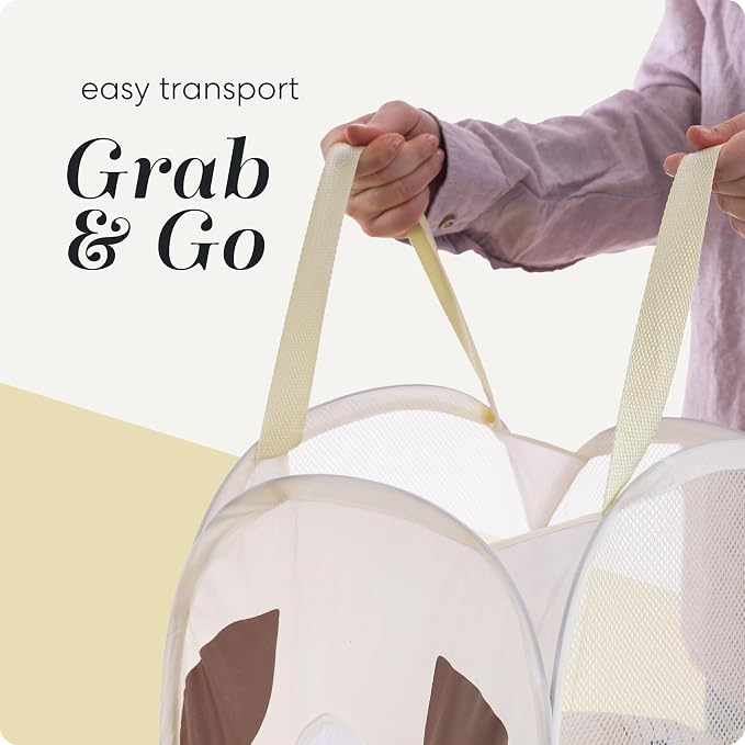 Pop Up Laundry Hamper, Cute Puppy 71L Collapsible Mesh Basket with Handles | Collapsible Mesh Pop Up Hamper, Wide Opening, Side Pocket, Breathable, Sturdy, Foldable, Space-Saving for Clothes Storage