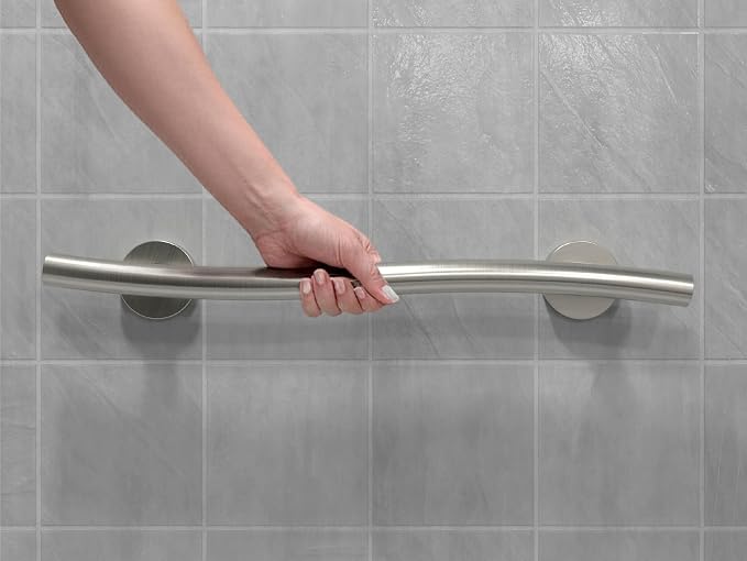 HEALTHCRAFT Wave Grab Bar 24" Single Pack, ADA Rail - Brushed Stainless | Wave-shaped decorative grab bar, ADA compliant, 500 lb capacity