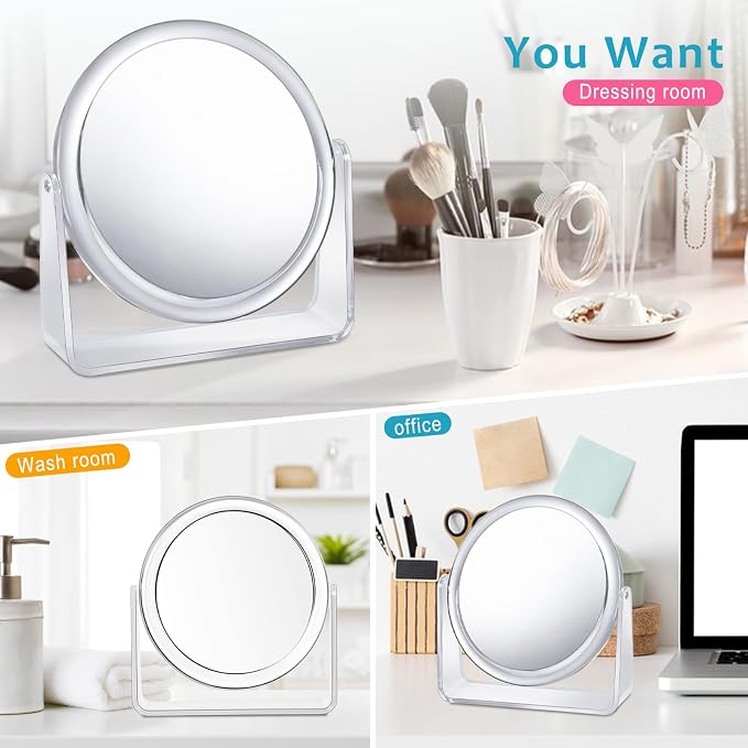 20X Vanity Mirror Makeup Mirror,1X/20X Magnification Double Sided Magnifying Mirror,360 Degree Swivel Desk Mirror,Portable Table Counter top Mirror for Bathroom Shaving Mirror,Gift for Women