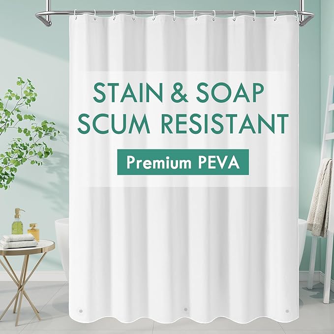 MitoVilla Extra Long Shower Curtain Liner 72 X 84, Simple White 84 inch XL Shower Curtain Liner for Neutral Bathroom, PEVA Heavy Duty Waterproof Bathroom Shower Liner
