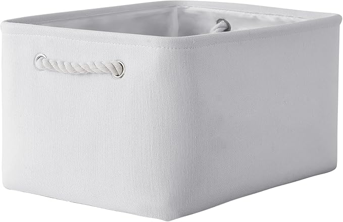 Fabric Storage Bin, Large 1 Pack 15.7L*11.8W*8.3H Storage Basket for Home Storage and Organization, Shelf Basket with Cover for Living Room Bedroom Closet（White