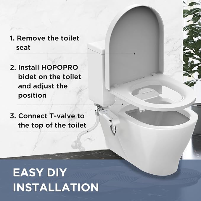 Bidet Attachment for Toilet, Non-Electric Bidet Ultra-Slim Dual Nozzle | Feminine/Rear Wash, Cold Water Bidets Sprayer for Existing Toilets with Adjustable Pressure Control 1-Min Install