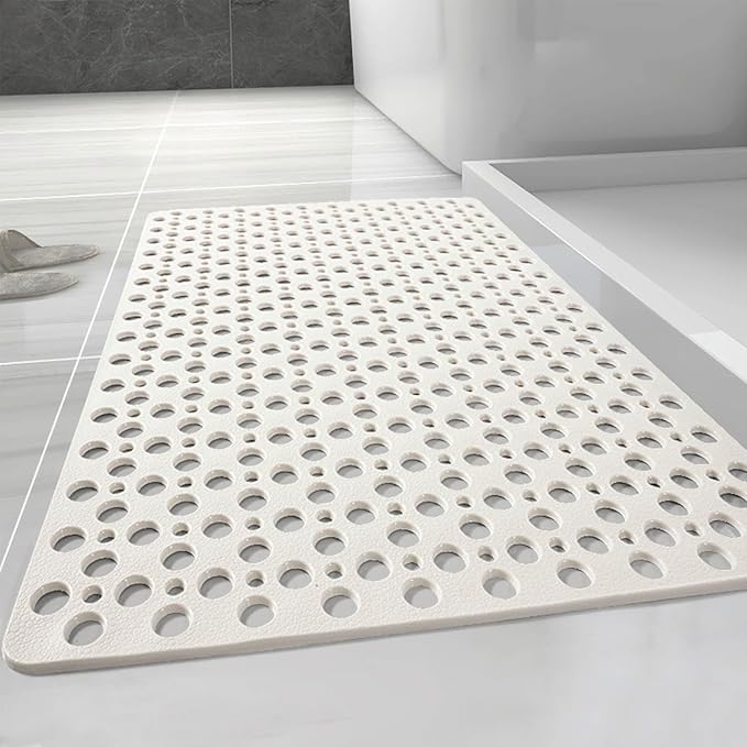 Casa and Beyond Shower Mat, Secure Shower Mats Easy to Clean, Showers Mat with Suction Cup, Washable Non-Slip Bathtub Mats for Inside Showers (White,27.6 * 27.6 in)