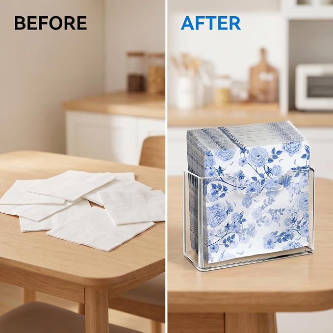 Acrylic Napkin Holder for Table, Clear Square Paper Dispenser | Lunch Napkins, Dinner Napkins & Everyday Use