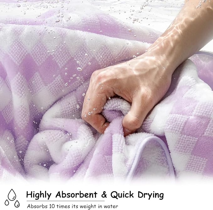 2 Piece Light Purple Diamond Hand Towels for Bathroom 16"x31" Ultra Soft Breathable Hand Face Towels Highly Absorbent Towel Quick Dry Towel for Spa Gym Hotel Travel Camp