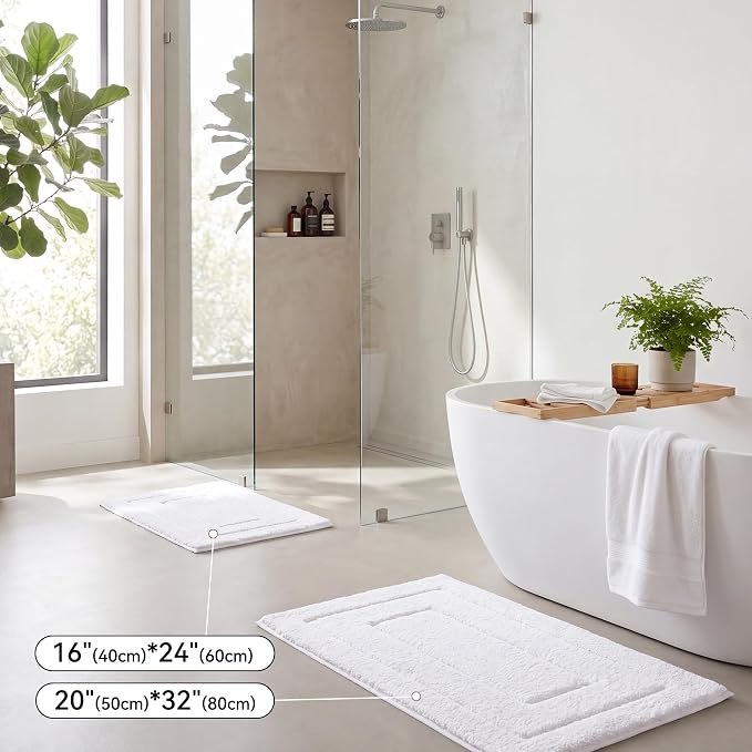 GRANNY SAYS White Bathroom Rug 16" x 24", Non-Slip Microfiber Bath Mat | Ultra-soft, with durable TPR backing for reliable grip, fast water absorption, machine washable for small bathroom spaces