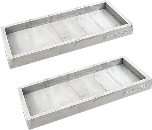 Countertop & Vanity Silicone Tray – 2 PC Small 7.7" Soap Tray | Kitchen Soap Tray Set, Dish Soap Tray for Kitchen Counter, Kitchen Sink Tray, Silicone Soap Dispenser Tray & Sponge Holder
