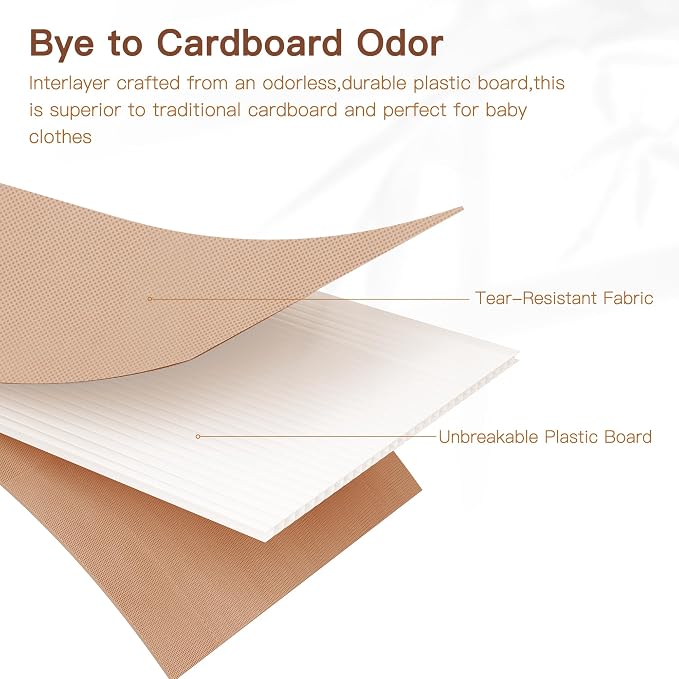 Drawer Organizer Clothes, 10 Pack Dresser Organizer for Baby Clothes, Underwear, Sock- Foldable Closet Organization and Storage Dividers Bins for Nursery, Bedroom (Brown)
