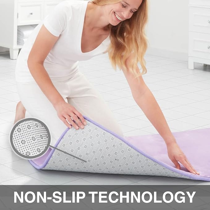 Memory Foam Bath Mat Non Slip Absorbent Super Cozy Velvet Bathroom Rug Carpet (24 inches X 48 inches, Lavender)