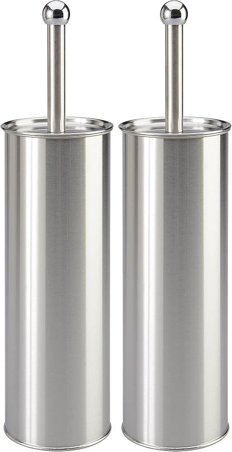 Bath Bliss Stainless Steel, Rust Resistant, Heavy Duty Toilet-Brushes, 2 Pack, Satin
