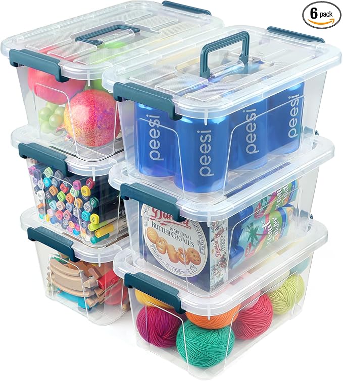 EOENVIVS Clear storage bins with lids 6 Pack, 7 Quart storage containers with lids, Stackable storage box Organizer for organizers and storage, Bedroom, Office, Classroom, Playroom & shoe boxes