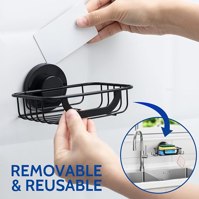 Soap Holder,Soap Dish,Suction Cup,with Hooks,Stainless Steel,Black | bar soap holder,storage soap & sponge for bathroom,shower,kitchen,sink,wall mounted,no drilling removable waterproof