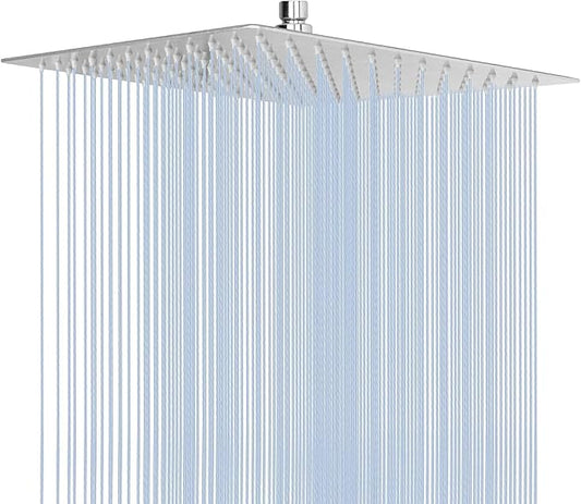 NearMoon Rain Shower Head, High Flow Stainless Steel Square Rainfall Shower, Waterfall Bath Shower Body Covering, Ceiling or Wall Mount (12 Inch, Chrome Finish)