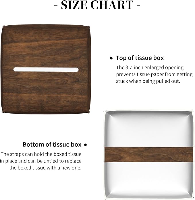 Bless You Tissue Box Cover Square,Wooden Board Texture Tissue Box Holder Waterproof Leather Facial Paper Organizer Dispenser for Bathroom Home Car Nightstand Vanity Desk