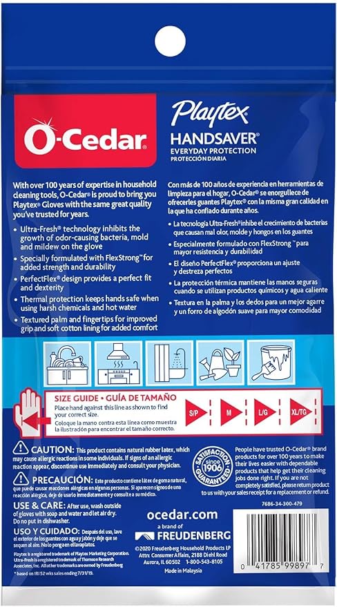 Playtex HandSaver Reuseable Rubber Cleaning Gloves (Medium, 2 Pairs), Everyday Protection Reusable Household Gloves