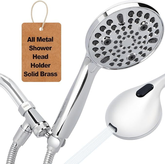 Shower Head with Handheld - Long Hose and All Metal Holder, High Pressure | All Metal Holder and Long Hose, Multi Mode Adjustment High Pressure Showerhead Sprayer