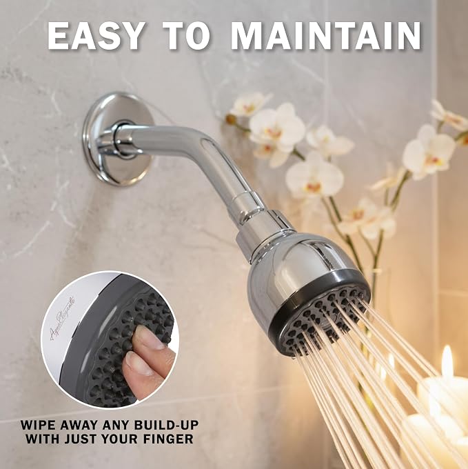 High Pressure Shower Head - 2.5 GPM - Polished Chrome | Best 3 Inch Wall Mount Bathroom Showerhead For Boosting Low Flow With Anti-Clog Nozzles, Adjustable Brass Ball Joint